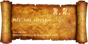 Mátai Ulrika névjegykártya